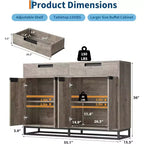55 Inch Buffet Kitchen Cabinet, Large, Modern sideboard with 2 drawers and 4 Doors, Bar Buffet Table for Kitchen and Dining Room