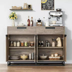 55 Inch Buffet Kitchen Cabinet, Large, Modern sideboard with 2 drawers and 4 Doors, Bar Buffet Table for Kitchen and Dining Room