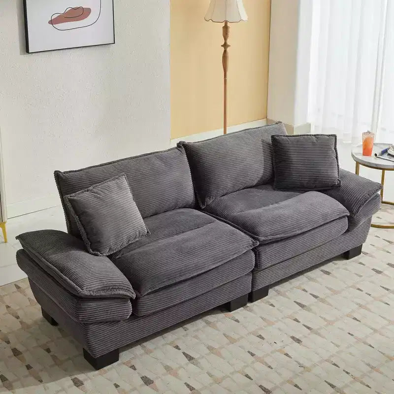 84 Inch Corduroy Couch Loveseat Sofa with 2 Pillows for Living Room,Small Space,Office,Apartment