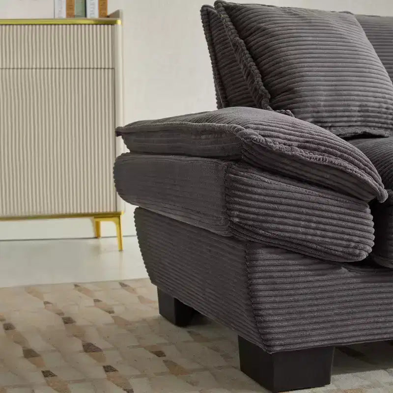 84 Inch Corduroy Couch Loveseat Sofa with 2 Pillows for Living Room,Small Space,Office,Apartment