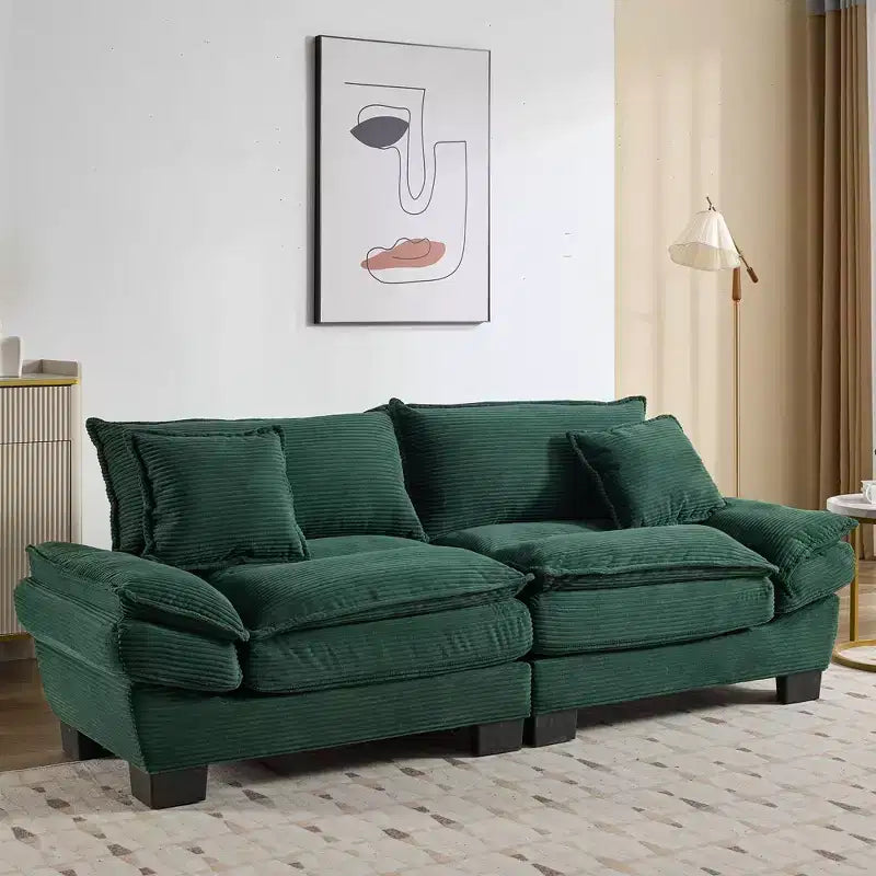 84 Inch Corduroy Couch Loveseat Sofa with 2 Pillows for Living Room,Small Space,Office,Apartment