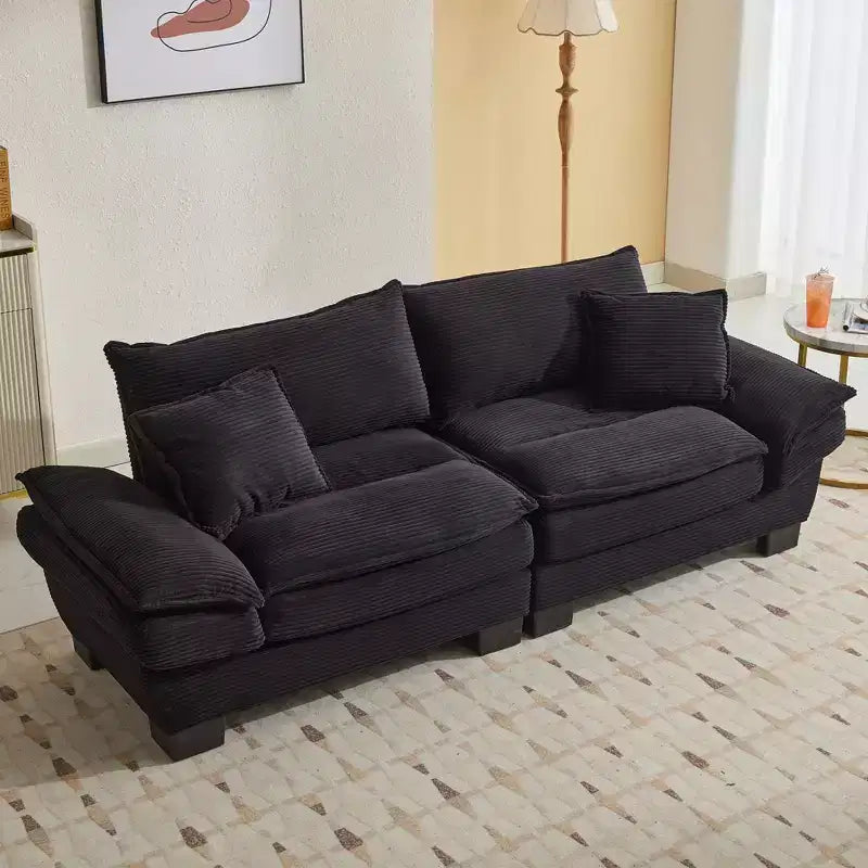 84 Inch Corduroy Couch Loveseat Sofa with 2 Pillows for Living Room,Small Space,Office,Apartment