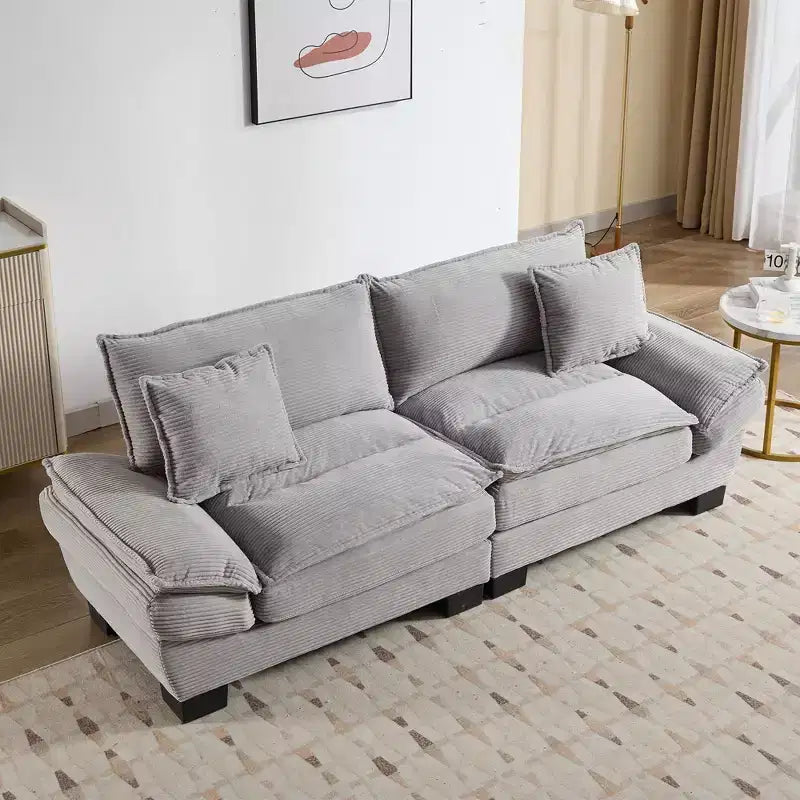 84 Inch Corduroy Couch Loveseat Sofa with 2 Pillows for Living Room,Small Space,Office,Apartment