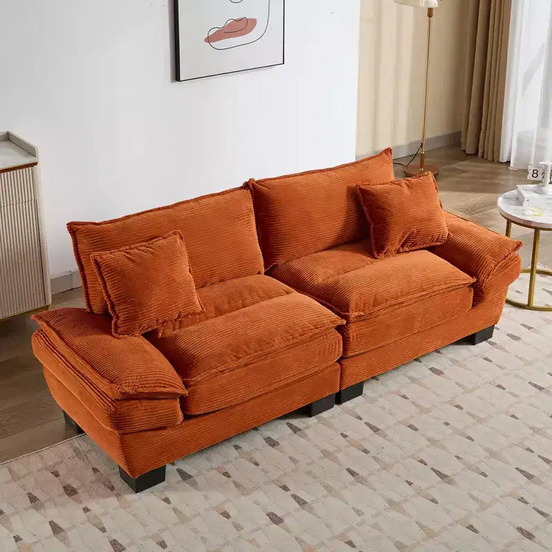 84 Inch Corduroy Couch Loveseat Sofa with 2 Pillows for Living Room,Small Space,Office,Apartment