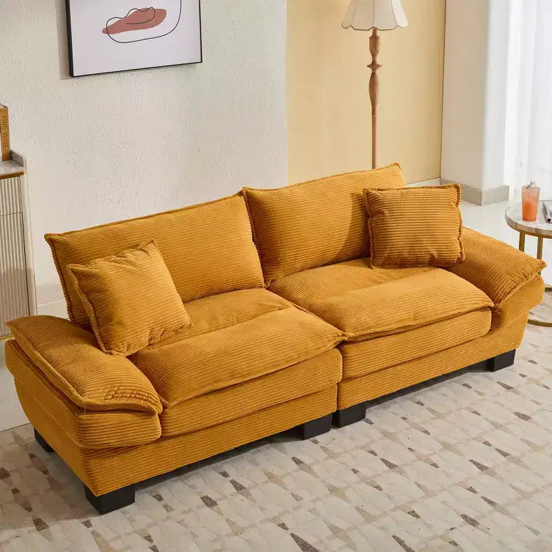 84 Inch Corduroy Couch Loveseat Sofa with 2 Pillows for Living Room,Small Space,Office,Apartment