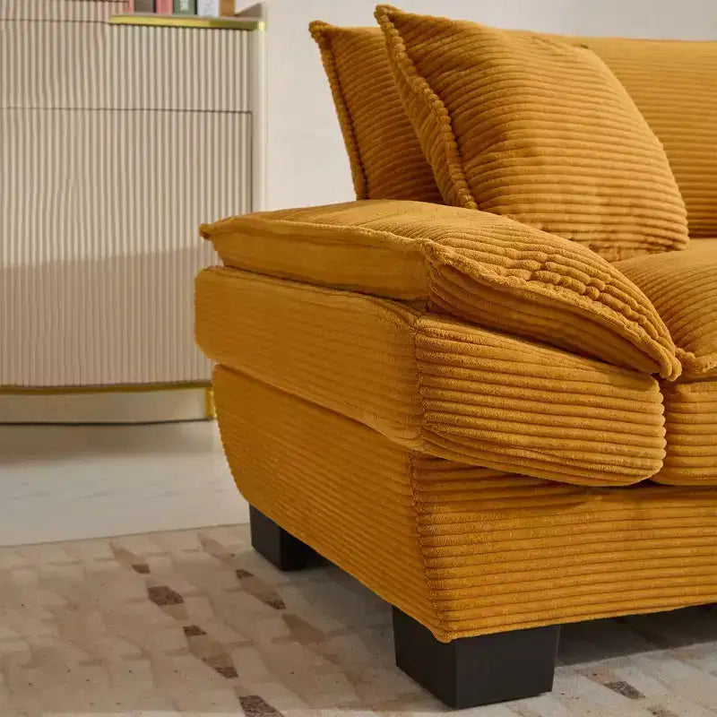 84 Inch Corduroy Couch Loveseat Sofa with 2 Pillows for Living Room,Small Space,Office,Apartment
