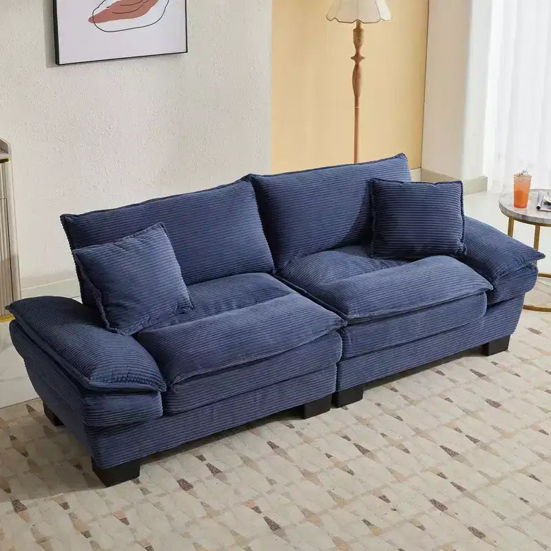 84 Inch Corduroy Couch Loveseat Sofa with 2 Pillows for Living Room,Small Space,Office,Apartment