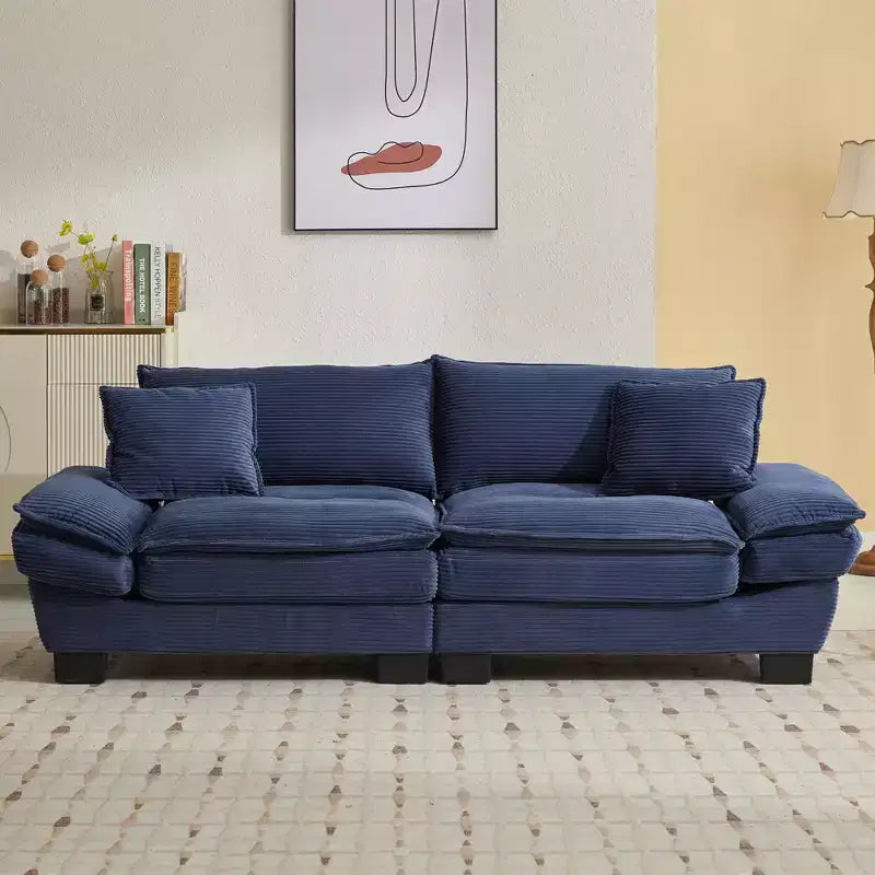 84 Inch Corduroy Couch Loveseat Sofa with 2 Pillows for Living Room,Small Space,Office,Apartment