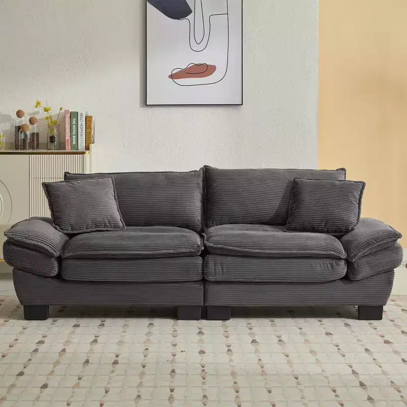 84 Inch Corduroy Couch Loveseat Sofa with 2 Pillows for Living Room,Small Space,Office,Apartment