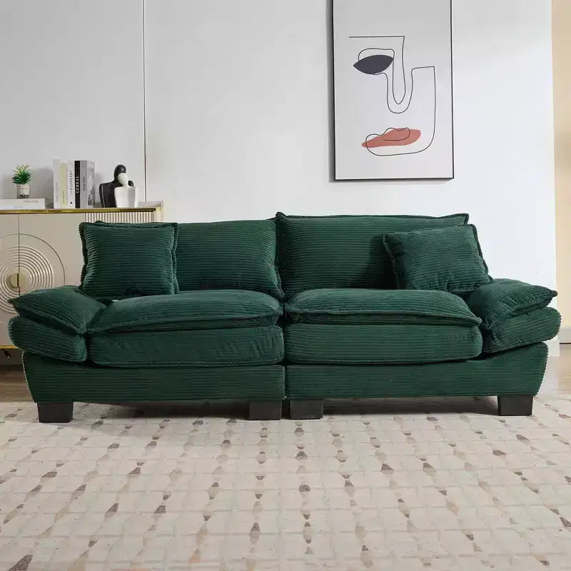 84 Inch Corduroy Couch Loveseat Sofa with 2 Pillows for Living Room,Small Space,Office,Apartment