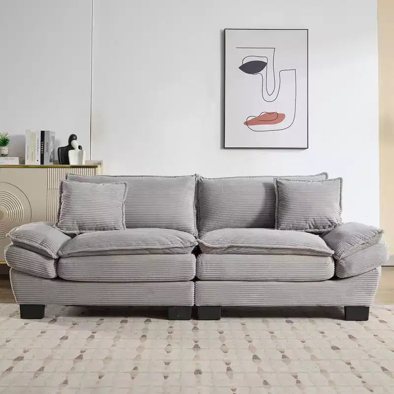84 Inch Corduroy Couch Loveseat Sofa with 2 Pillows for Living Room,Small Space,Office,Apartment