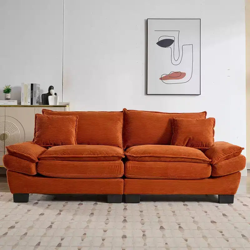 84 Inch Corduroy Couch Loveseat Sofa with 2 Pillows for Living Room,Small Space,Office,Apartment