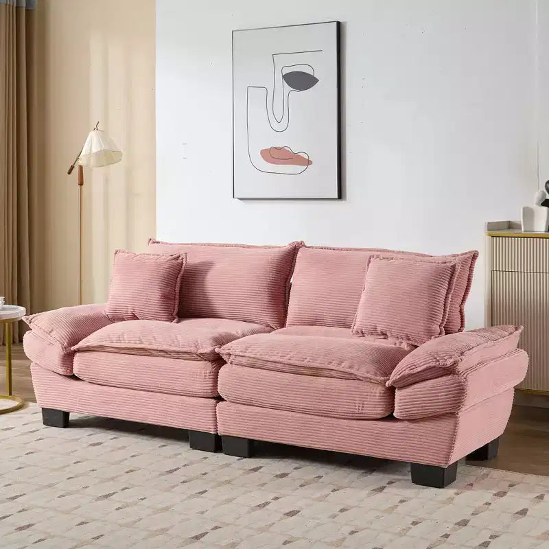 84 Inch Corduroy Couch Loveseat Sofa with 2 Pillows for Living Room,Small Space,Office,Apartment