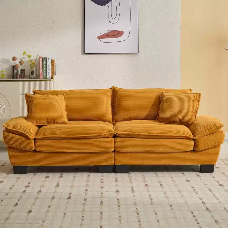 84 Inch Corduroy Couch Loveseat Sofa with 2 Pillows for Living Room,Small Space,Office,Apartment