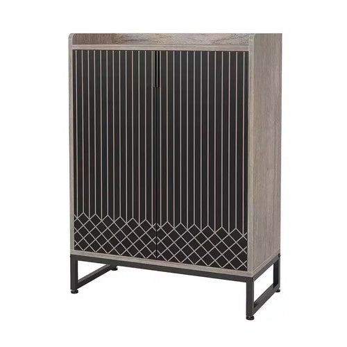 TUYOHW 5-Tier Modern Shoe Cabinet with Doors,Holds 20 Pairs Shoe Storage Organizer with Adjustable Shelves,Entryway Hallway Cabinet,Black & Gray