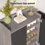 5-Tier Modern Shoe Cabinet with Doors,Holds 20 Pairs Shoe Storage Organizer with Adjustable Shelves,Entryway Hallway Cabinet,Black & Gray