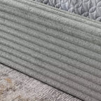 Queen Size Upholstered Bed Frame with Chenille Fabric with Pleated Headboard Solid Frame for Bedroom Gray