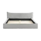 Queen Size Upholstered Bed Frame with Chenille Fabric with Pleated Headboard Solid Frame for Bedroom Gray