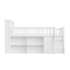 Full Size Loft Bed Frame with Storage, Built-in Headboard, Space-Saving Design