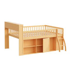 Full Size Loft Bed Frame with Storage, Built-in Headboard, Space-Saving Design