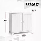 Double Door Freestanding Floor Cabinet, Modern Wooden Furniture, White
