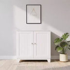 Double Door Freestanding Floor Cabinet, Modern Wooden Furniture, White