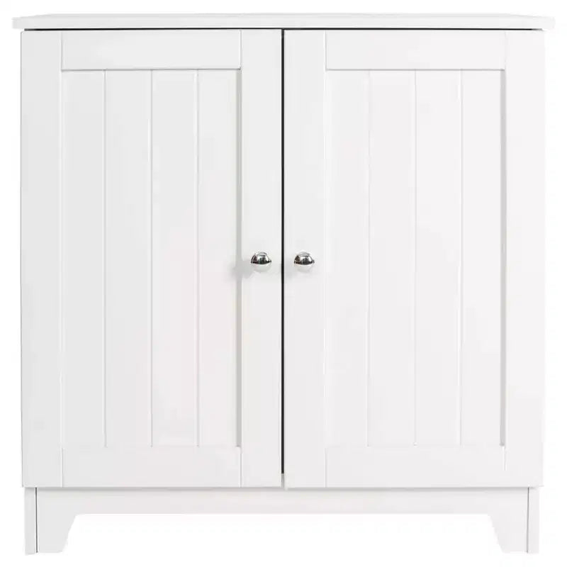 Double Door Freestanding Floor Cabinet, Modern Wooden Furniture, White