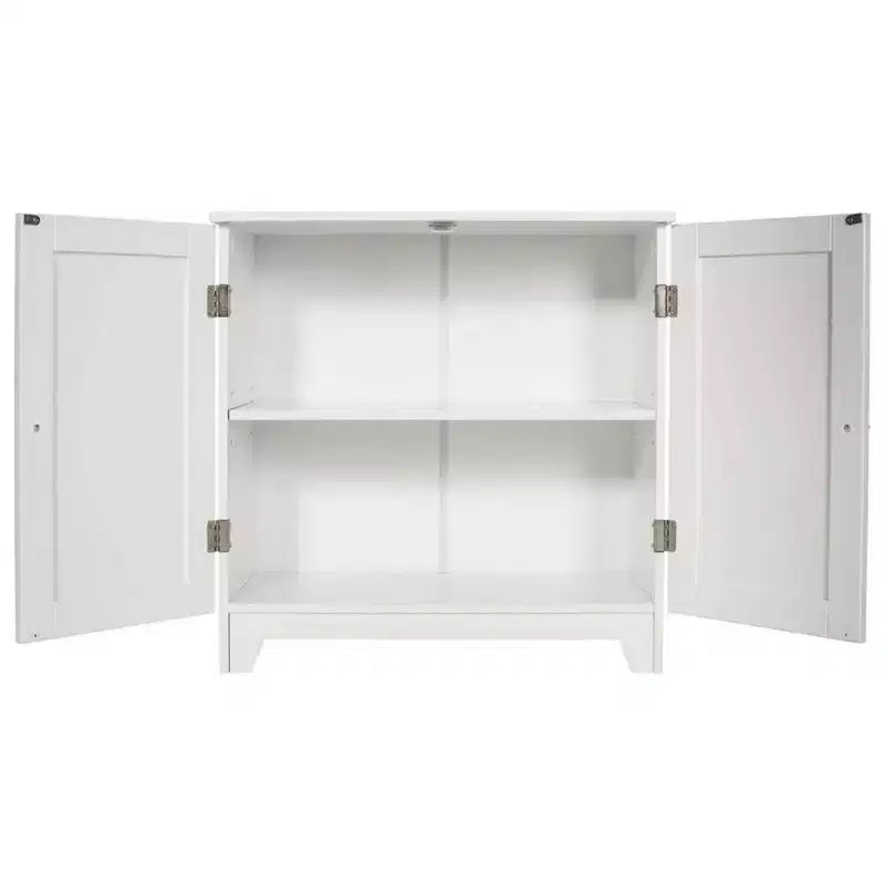 Double Door Freestanding Floor Cabinet, Modern Wooden Furniture, White