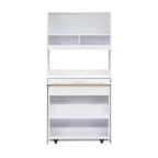Versatile Buffet Hutch with Foldable Dining Table, Storage Shelf and Side Hooks