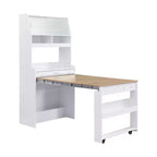 Versatile Buffet Hutch with Foldable Dining Table, Storage Shelf and Side Hooks