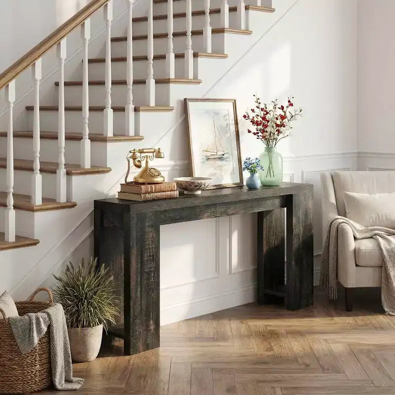 MAYEERTY 70.9-Inch Wood Console Table, Farmhouse Entryway Sofa Table