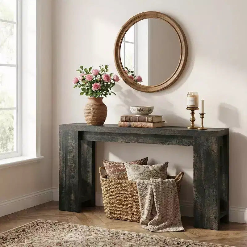 70.9-Inch Wood Console Table, Farmhouse Entryway Sofa Table