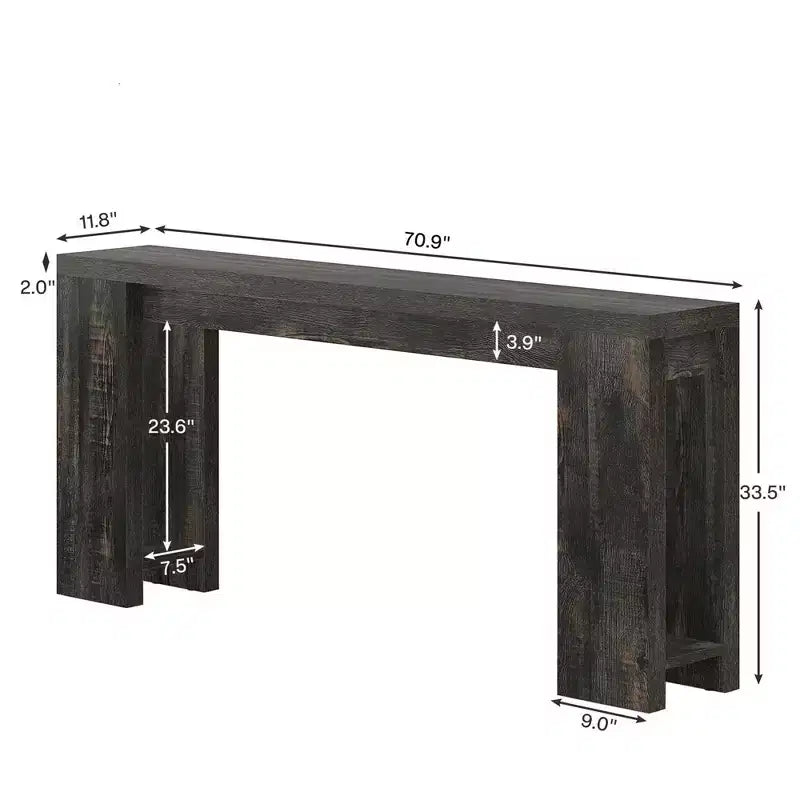 70.9-Inch Wood Console Table, Farmhouse Entryway Sofa Table