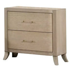 Nightstand With Usb Ports, 2 Drawers, Natural Oak Brown