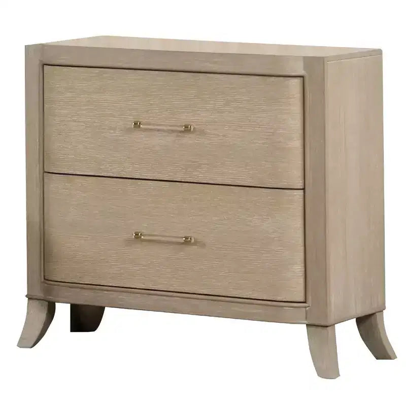 Nightstand With Usb Ports, 2 Drawers, Natural Oak Brown
