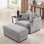 41.7 Modern Single Sofa with Storage Ottoman Two Cup Holders for Living Room Gray