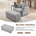 41.7 Modern Single Sofa with Storage Ottoman Two Cup Holders for Living Room Gray