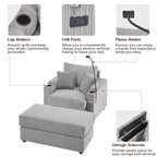41.7 Modern Single Sofa with Storage Ottoman Two Cup Holders for Living Room Gray