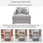 41.7 Modern Single Sofa with Storage Ottoman Two Cup Holders for Living Room Gray