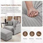 41.7 Modern Single Sofa with Storage Ottoman Two Cup Holders for Living Room Gray