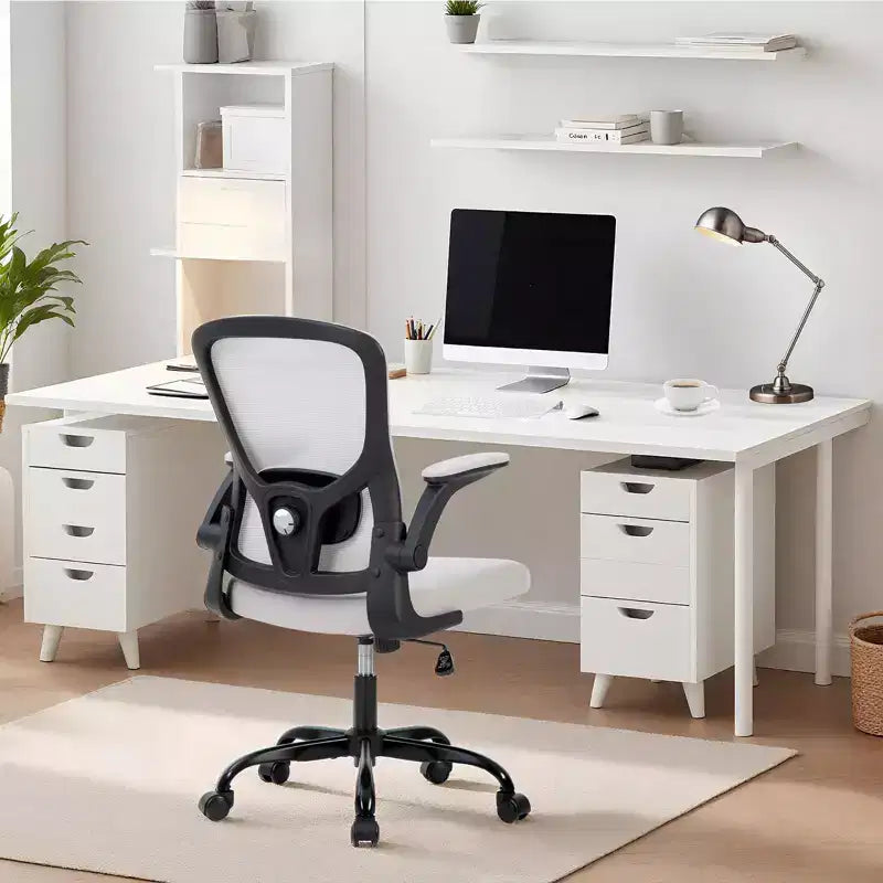 Ergonomic Mesh Office Chair, Rolling Computer Chair with Flip-Up Armrests, Breathable Mesh Task Chair for Home or Office