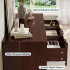 7 Drawer Dresser for Bedroom, 47W Wooden Chest of Drawers with Gold Handles, Fluted Storage Organizer & Media Console TV Stand for Bedroom