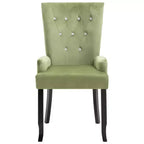 Dining Chair Light Green Polyester Velvet, Solid Oak Wood