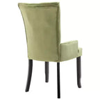 Dining Chair Light Green Polyester Velvet, Solid Oak Wood