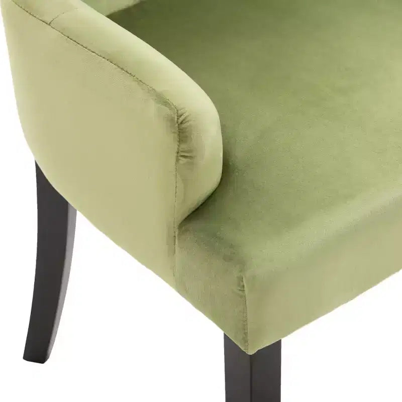 Dining Chair Light Green Polyester Velvet, Solid Oak Wood