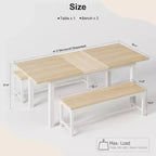 Space-Saving Extendable Office Desk Table Only, 63 Large Mid-Century, Metal Frame, Easy-Clean MDF Wood Color Board + White Iron Frame