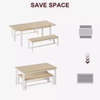 Space-Saving Extendable Office Desk Table Only, 63 Large Mid-Century, Metal Frame, Easy-Clean MDF Wood Color Board + White Iron Frame