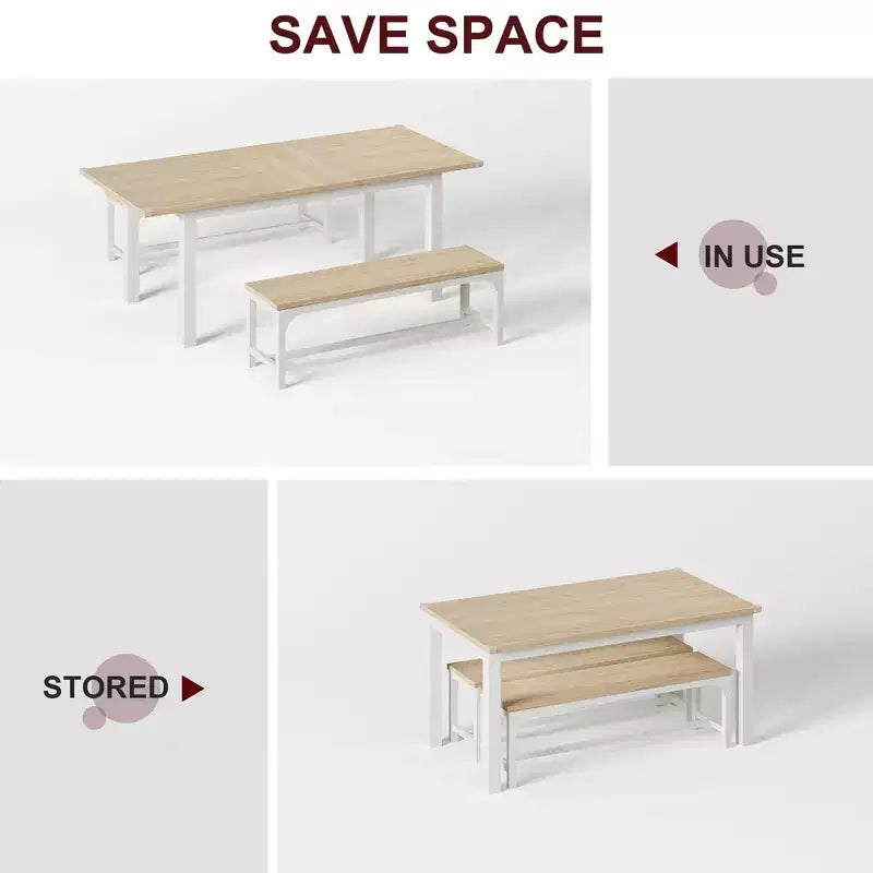 Space-Saving Extendable Office Desk Table Only, 63 Large Mid-Century, Metal Frame, Easy-Clean MDF Wood Color Board + White Iron Frame