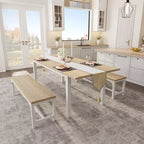 Space-Saving Extendable Office Desk Table Only, 63 Large Mid-Century, Metal Frame, Easy-Clean MDF Wood Color Board + White Iron Frame