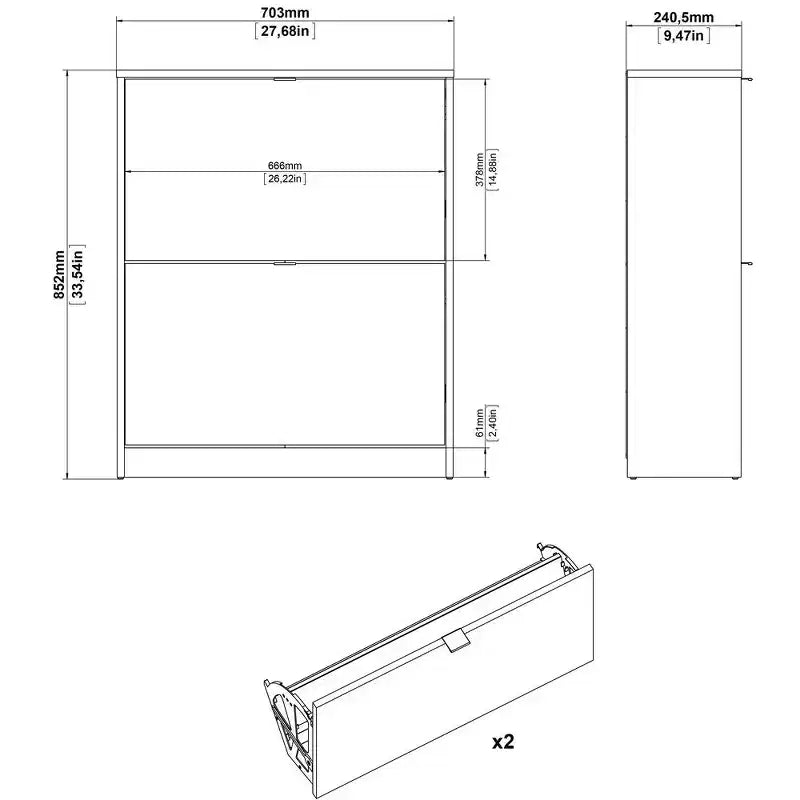 2 Drawer Shoe Cabinet